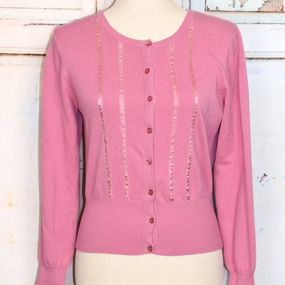 Pink Ribbon Striped JUNCTION WEST Petite Cardigan Sweater - PXL